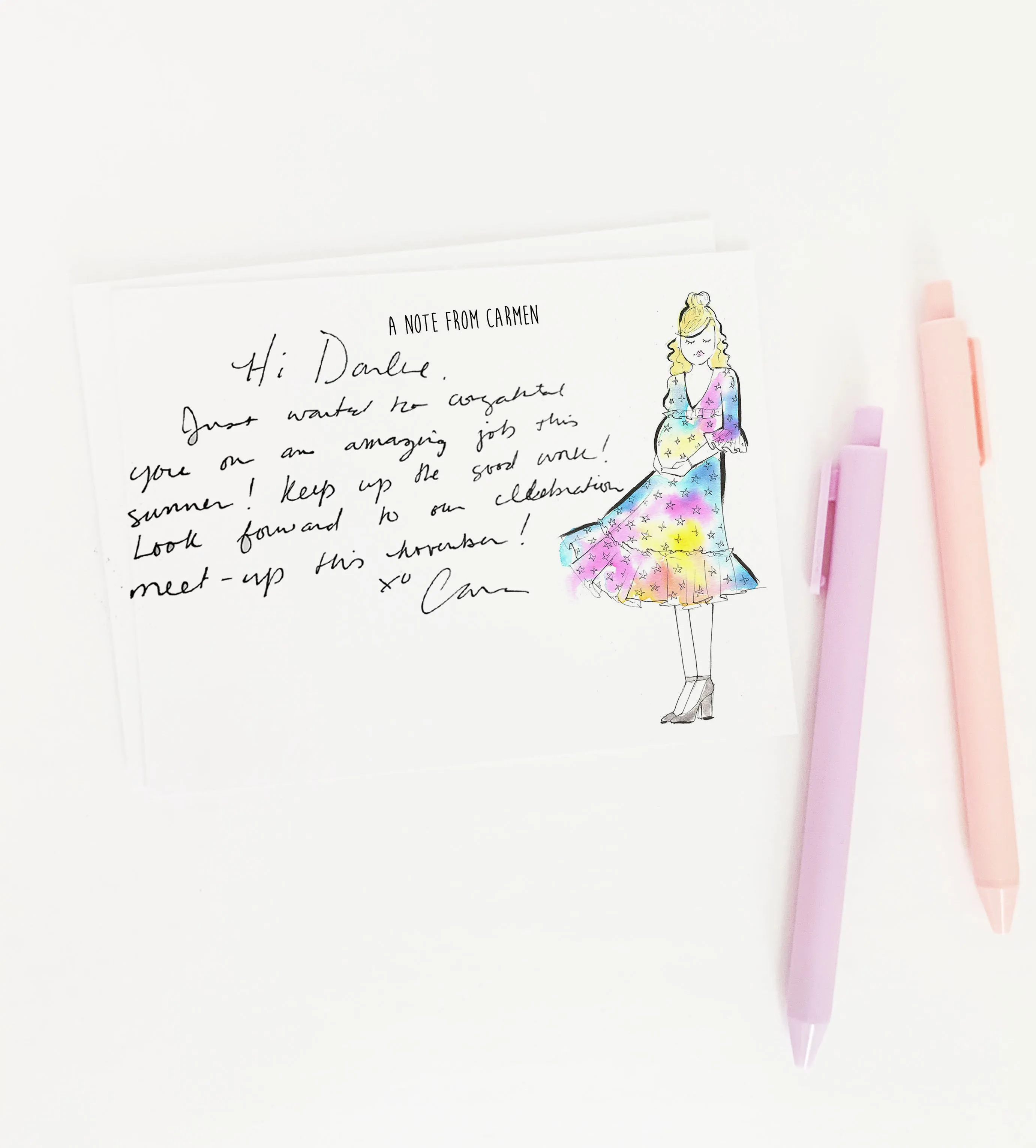 Watercolor Stars Mama Personalized Stationery