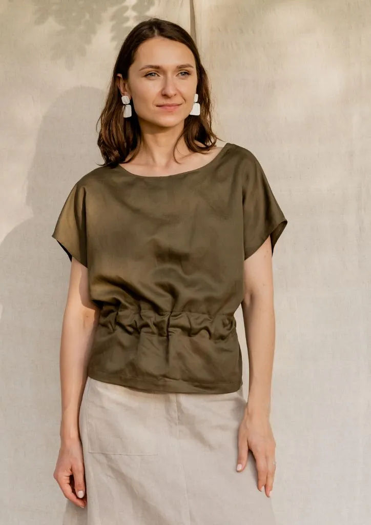 WRAP BLOUSE FLAX