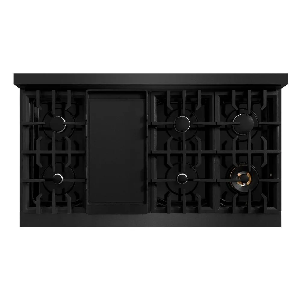 ZLINE 48 in. 6.7 cu. ft. Classic Double Oven Gas Range with 8 Burner Cooktop in Black Stainless Steel (CGRB-48)